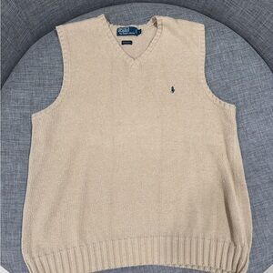 Ralph Lauren Men's Beige V-Neck Sweater Vest